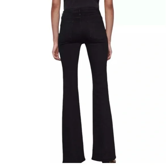 Frame Jeans Le One Flare Larsen Black Organic Cotton Size 2 - Picture 2 of 10